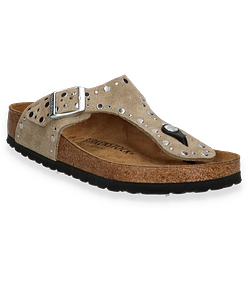 Birkenstock GIZEH RIVET BORDER Damen-Zehentrenner 591222000002 (Hellbraun)