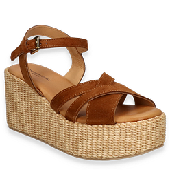 Konstantin Starke Damen-Keilabsatz-Sandalen aus Leder 183222000016 (Mittelbraun)